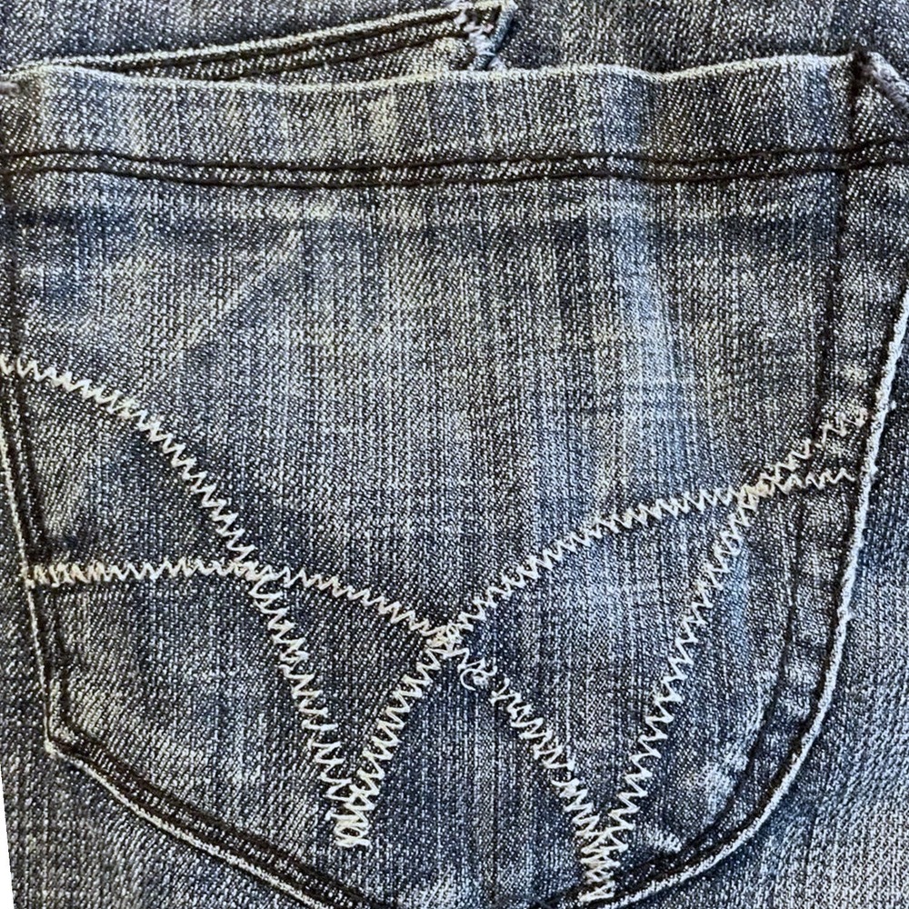 WÖRN Straight Leg Jeans Blue Excellent Zig Zag Stitch Denim Women Size 6 - Picture 5 of 8
